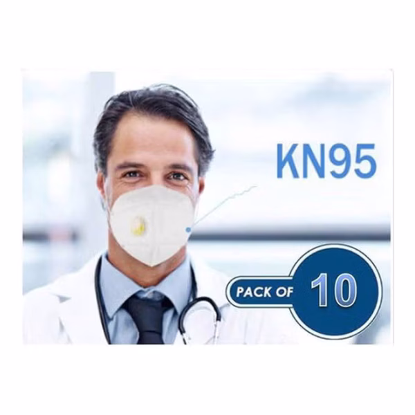 قناع قابل للطي من سلسلة KN95 مع فلتر تنفس - دعم الأنف - 10 قطع بتصميم أبيض