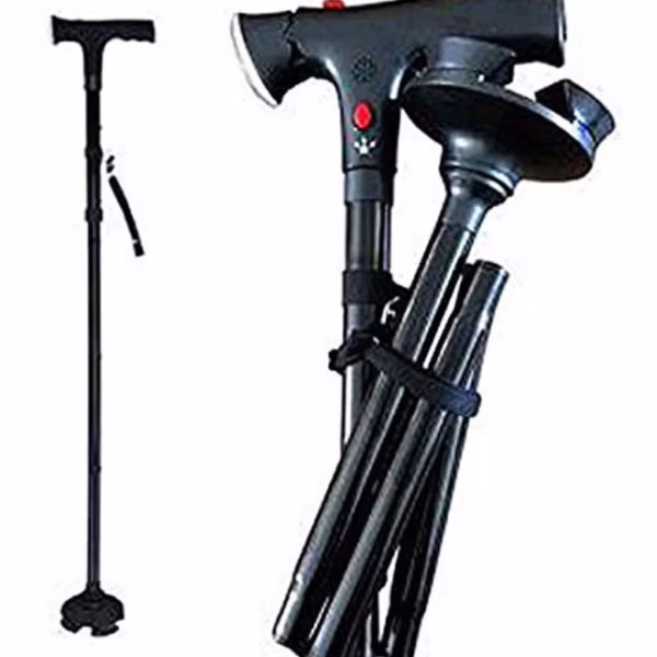 Ultimate Magic Cane Folding Walking Stick Height Adjustable Lightweight LED Light & Alarm